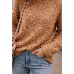 Coldwater Creek Fleck‎ Sweater Size Medium Mock Neck Brown Multi-Color Yarn